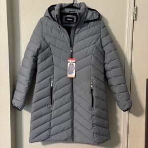 DKNY Women's Charcoal Puffer Coat
